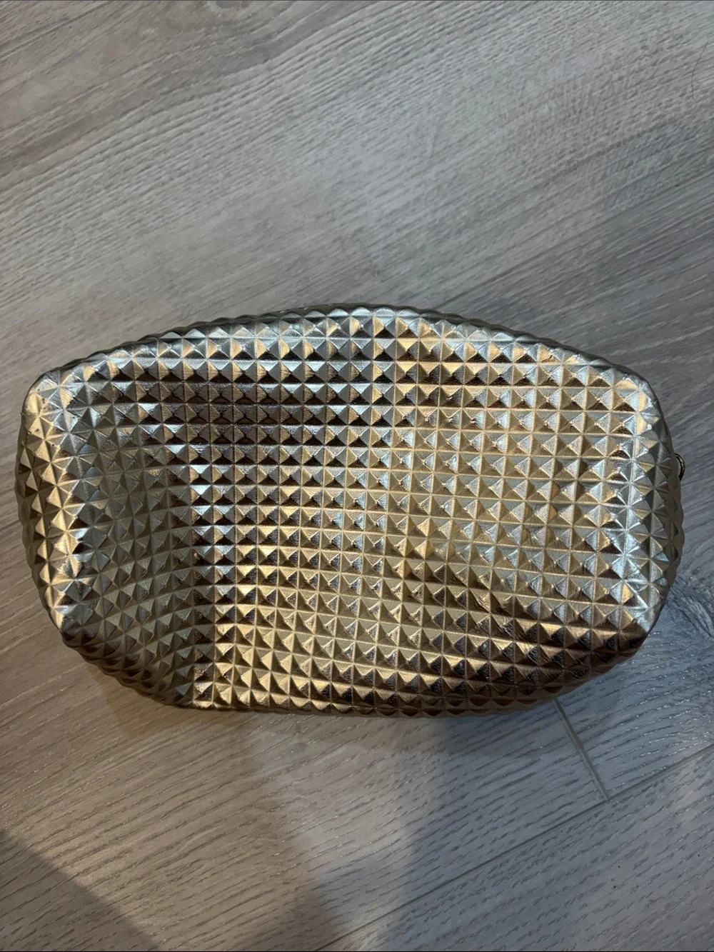 Metallic Silver Studded Cosmetic Pouch